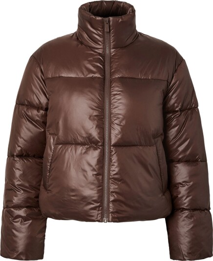 Pieces Pcamilia Short Puffer Jacket Pwp   HOT FUDGE   S
