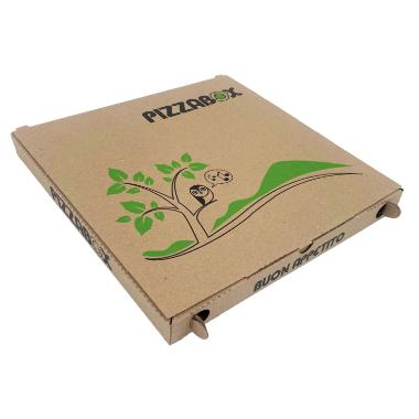Pizzaæske TWK/242/E Model C L32xB32xH3cm brun med tryk Pizzabox,100 stk/krt Pizzaæske TWK/242/E Model C L32xB32xH3cm brun med tryk Pizzabox,100 stk/krt