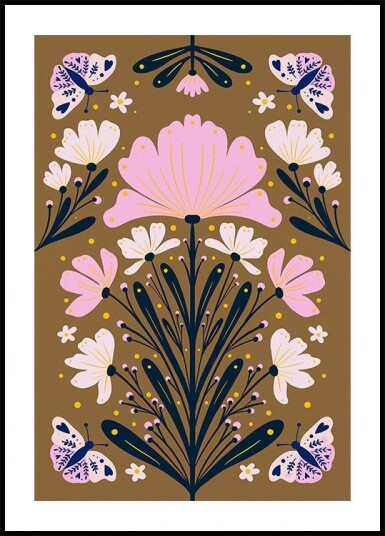 Flowers And Butterflies Plakat Plakat / 50x70cm