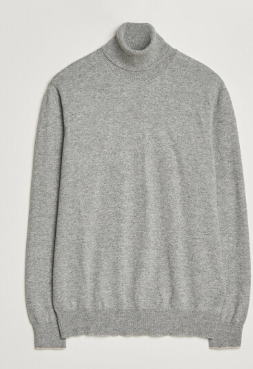 Brunello Cucinelli 2 Ply Cashmere Rollneck Grey Melange