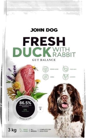 John Dog Fresh Duck With Rabbit Tørrfôr Til Hund 3 kg
