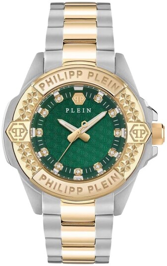 Philipp Plein Dameklokke PWOFA0625 Majesty Grønn/Gulltonet stål