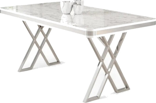 Calchera Spisebord 130 cm Rektangulær - Hvit Marmor/Krom