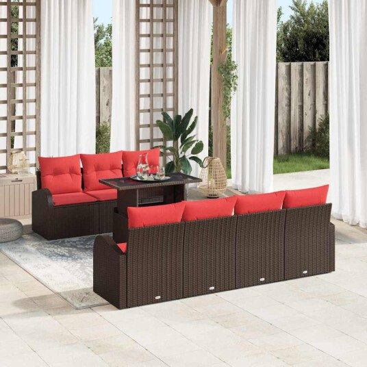 vidaXL Hagesofa Set 8 stk. Brun Poly Rattan