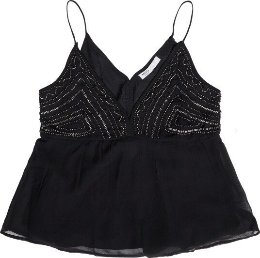 Mango Teen Beaded Detail Strappy Top BLACK S