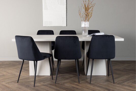 Venture Home Olga Matgruppe 200 cm Rektangulær med 6 Night Stoler Hvid