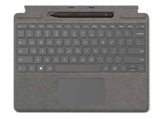 Microsoft Surface Pro Signature Keyboard - keyboard - with accelerometer trackpad Surface Slim Pen 2 storage and charging tray - platinum - with Slim Pen 2 Input Device - Tastatur - Gr