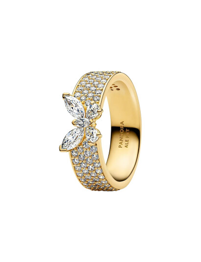 PANDORA Butterfly 14K Gold Plated Ring With Clear Cubic Zirconia Guld 54