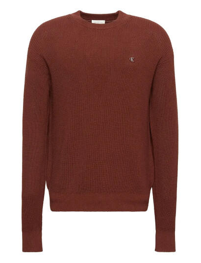 Calvin Klein Jeans Ls Ez Cotton Waffle Crwnk Swtr 9 - Burgundy - S Calvin Klein Jeans Ls Ez Cotton Waffle Crwnk Swtr 9 - Burgundy - S