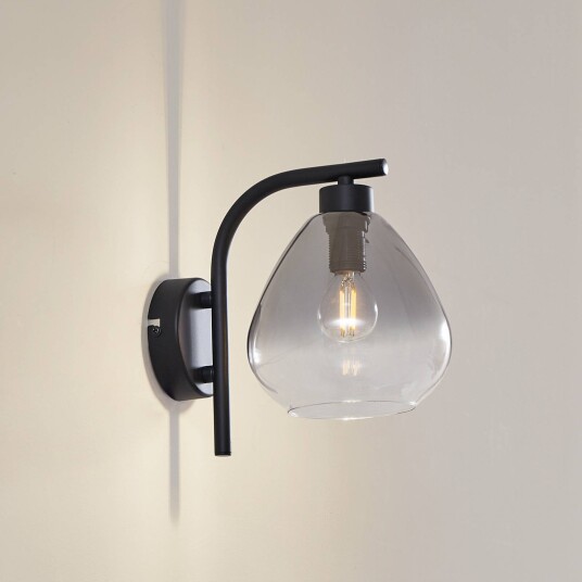 Lindby Pendura vegglampe Ø 15 cm svart glass