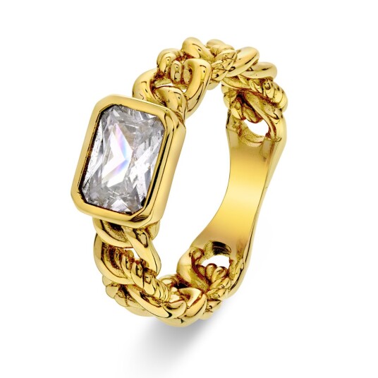 Pan Jewelry Ring i forgylt 925 sølv med hvit zirkonia