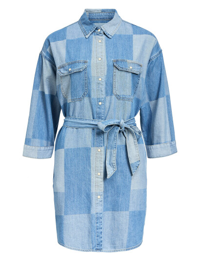 Object Objfrancey Lo 2/4 Dnm Shirt Dres 137 - Blue - M