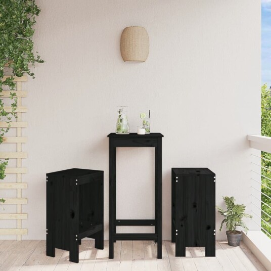Barkrakker 2 stk svart 40x36x75 cm heltre furu 825349