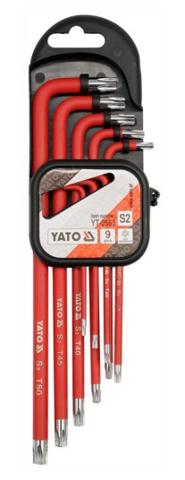 Yato Vinklet Torx-nøkkelsett 9 deler T10-T50 Rød