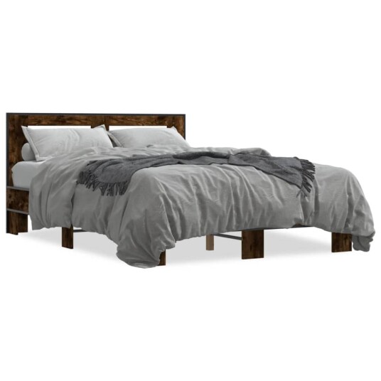 Sengeramme røkt eik 120x200 cm konstruert tre og metall 8721102614057