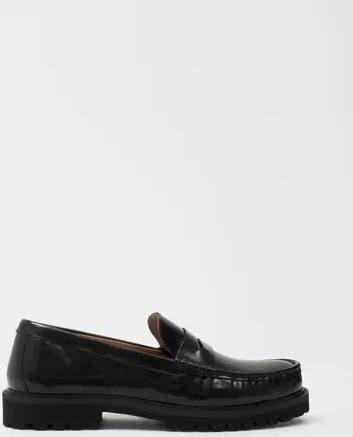 Selected Men Slhhugo Leather Plain Penny Loafer Sko Svart