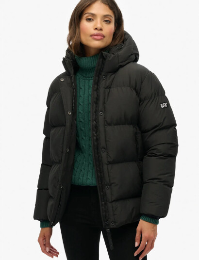 Superdry Hooded 5 Baffle Sports Puffer - Black - L