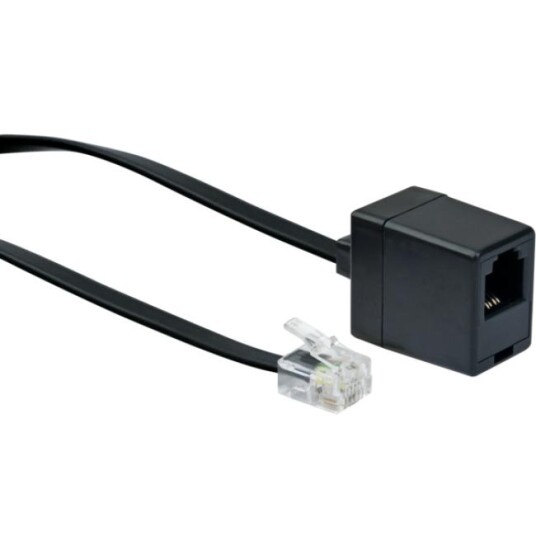 Schwaiger 10m Telefonkabel RJ11 Hankjønn - Flat Svart Schwaiger 10m Telefonkabel RJ11 Hankjønn - Flat Svart