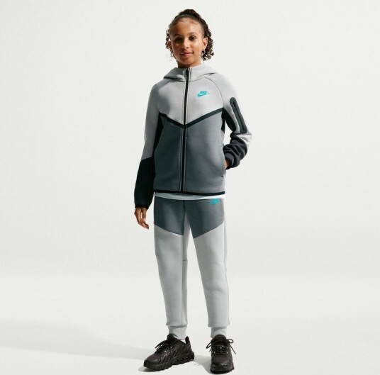Nike Hettegenser NSW Tech Fleece FZ   Grå/Svart Barn størrelse L: 147 158 cm