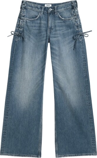 Monki Lace Up Jeans DENIM BLUE MEDIUM 26