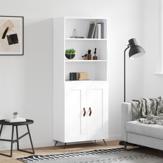 vidaXL Highboard hvit 69,5x34x180 cm konstruert tre 8720845932923