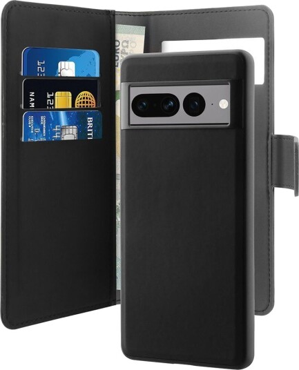 Puro Google Pixel 7 Pro Puro Detachable 2-in-1 EcoLeather Wallet Flipdeksel - Svart