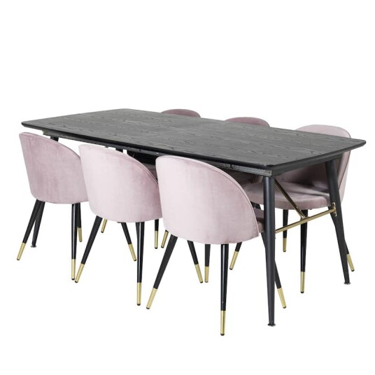 Venture Home Spisegruppe Venture Home Gold med 6 Velvet Stoler GR19421