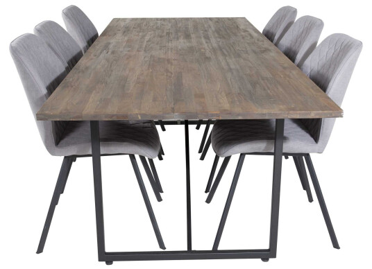 Venture Design Padang & Gemma spisegruppe Natur/grå 6 st stoler & bord 250 x 100 cm