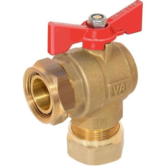 Vatette 8547102 Avstengingsventil 22 mm x G20, vinkel Rød