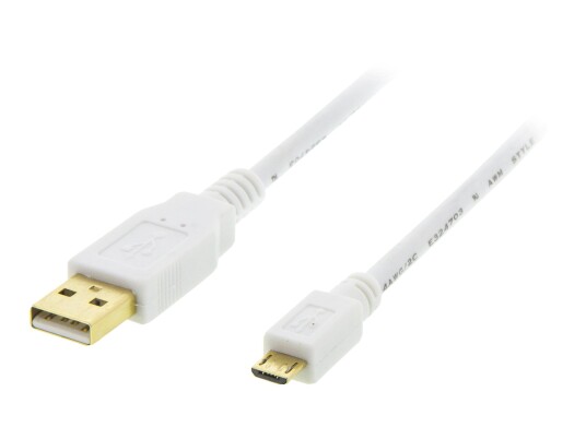 Deltaco Micro-USB 2.0 Kabel 1 m - Hvit