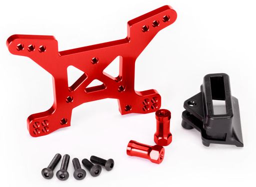 Traxxas 6739R Shock Tower Front Alu Red Rustler 4x4