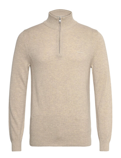 GANT Cotton Pique Half Zip - Beige - XXL GANT Cotton Pique Half Zip - Beige - XXL