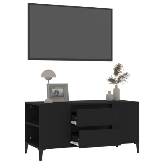 vidaXL TV-benk svart 102x44,5x50 cm konstruert tre