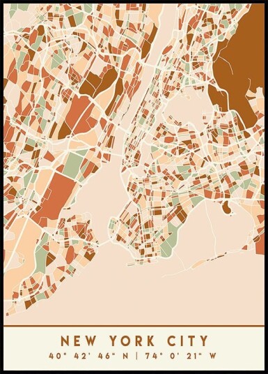 Black Maps Earth Tones 61 Poster Plakat / 21x30cm
