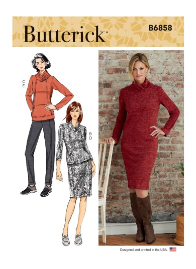 Butterick 6858 - Genser, kjole, underdel Y (XS-S-M)