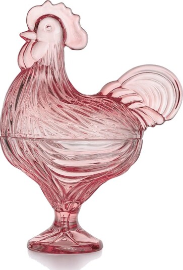 Hadeland Glassverk Glasshane m/Lokk 28cm Rosa