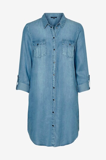 Vero Moda Kjole vmSilla LS Short Dress Blå Vero Moda Kjole vmSilla LS Short Dress Blå
