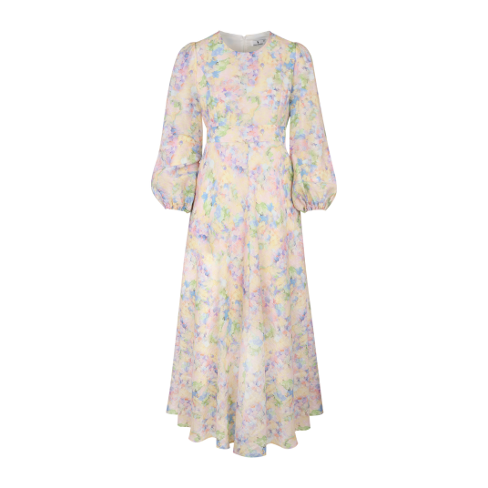 Adelle Dress Multi AOP XS Silk print maxi dress