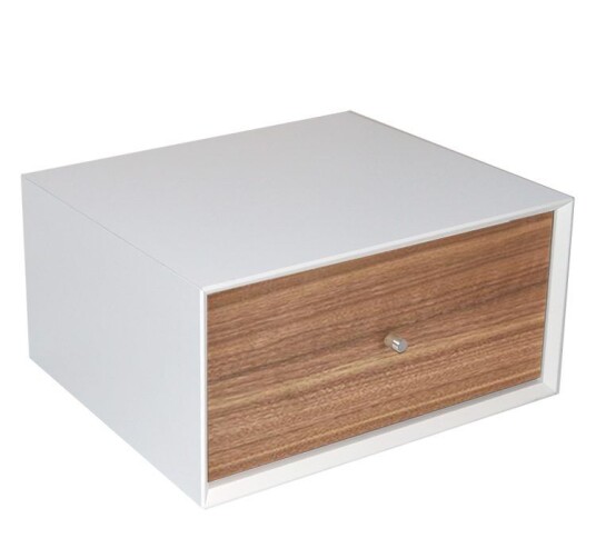 The Box Vegghengt Nattbord 40x20cm Med Skuff (Størrelse: 40x20, Fargekombinasjon: Hvit Med Valnøtt Skuff)