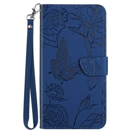 INCOVER iPhone 14 Kunstskinn Flip Deksel med Lommebok - Sommerfugl - Blå