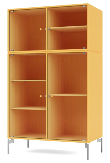 Montana Ripple III vitrineskap 69,6 x 117,6 x 38 cm Acacia-ben chrome
