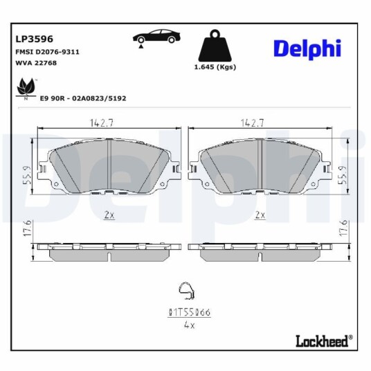Bremseklosser DELPHI LP2299 Bremseklosser DELPHI LP2299