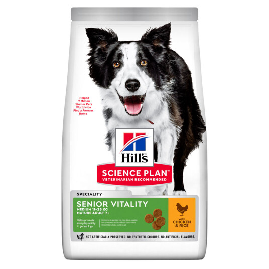 Hill'S Science Plan Adult 7+ Senior Vitality Medium Med Kylling & Ris Økonomipakke 2 X 14 kg Hill'S Science Plan Adult 7+ Senior Vitality Medium Med Kylling & Ris Økonomipakke 2 X 14 kg