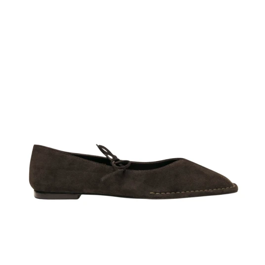 ALOHAS Sway Suede Coffee Brown Leather Ballet Flats - Brown - 37