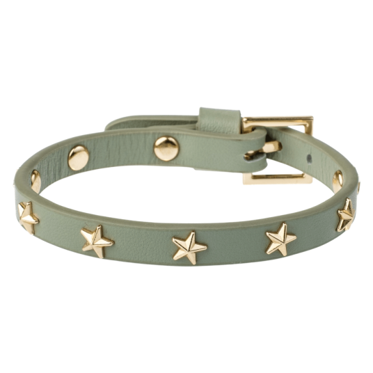DARK Leather Star Stud Bracelet Mini Milieu Green