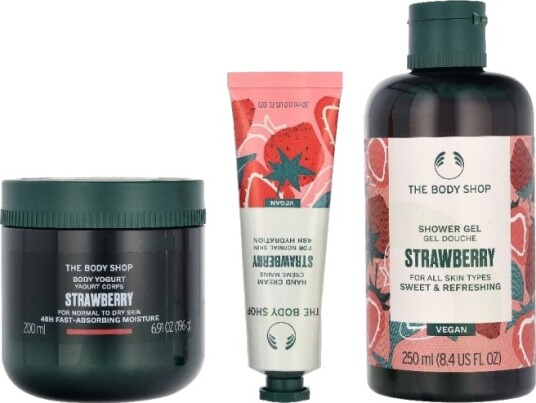 The Body Shop G3 Small Strawberry Giftset 140 ml Hand Cream 30ml/Body Butter 50ml/Shower Cream 60ml