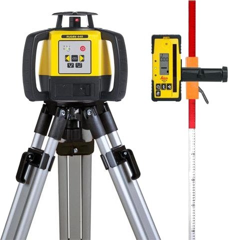 Leica Rotasjonslasersett Rugby 640 + Rod Eye 160 Med Rød Laser