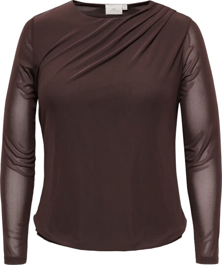 ONLY Carmakoma Carsara L/S Mesh Top Jrs Brown 50 52 ONLY Carmakoma Carsara L/S Mesh Top Jrs Brown 50 52