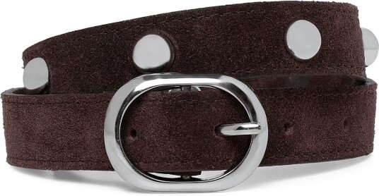 Mango Stud Leather Belt DARK BROWN S