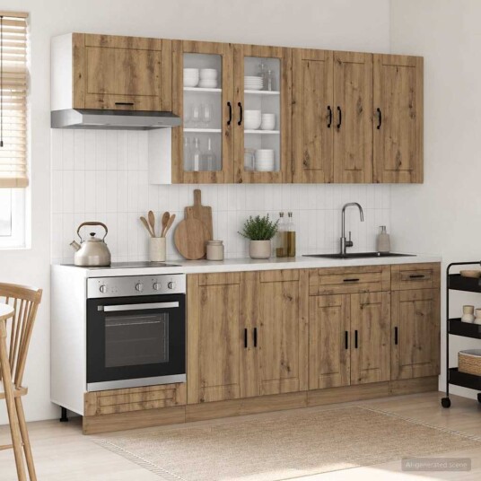 vidaXL Kjøkken enhet PORTO 8 pcs Artisan eik Konstruert tre vidaXL Kjøkken enhet PORTO 8 pcs Artisan eik Konstruert tre